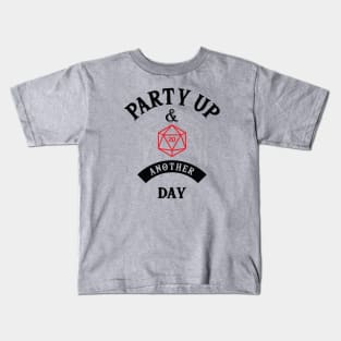 Party Up and Die Another Day (D20) Black Text Kids T-Shirt